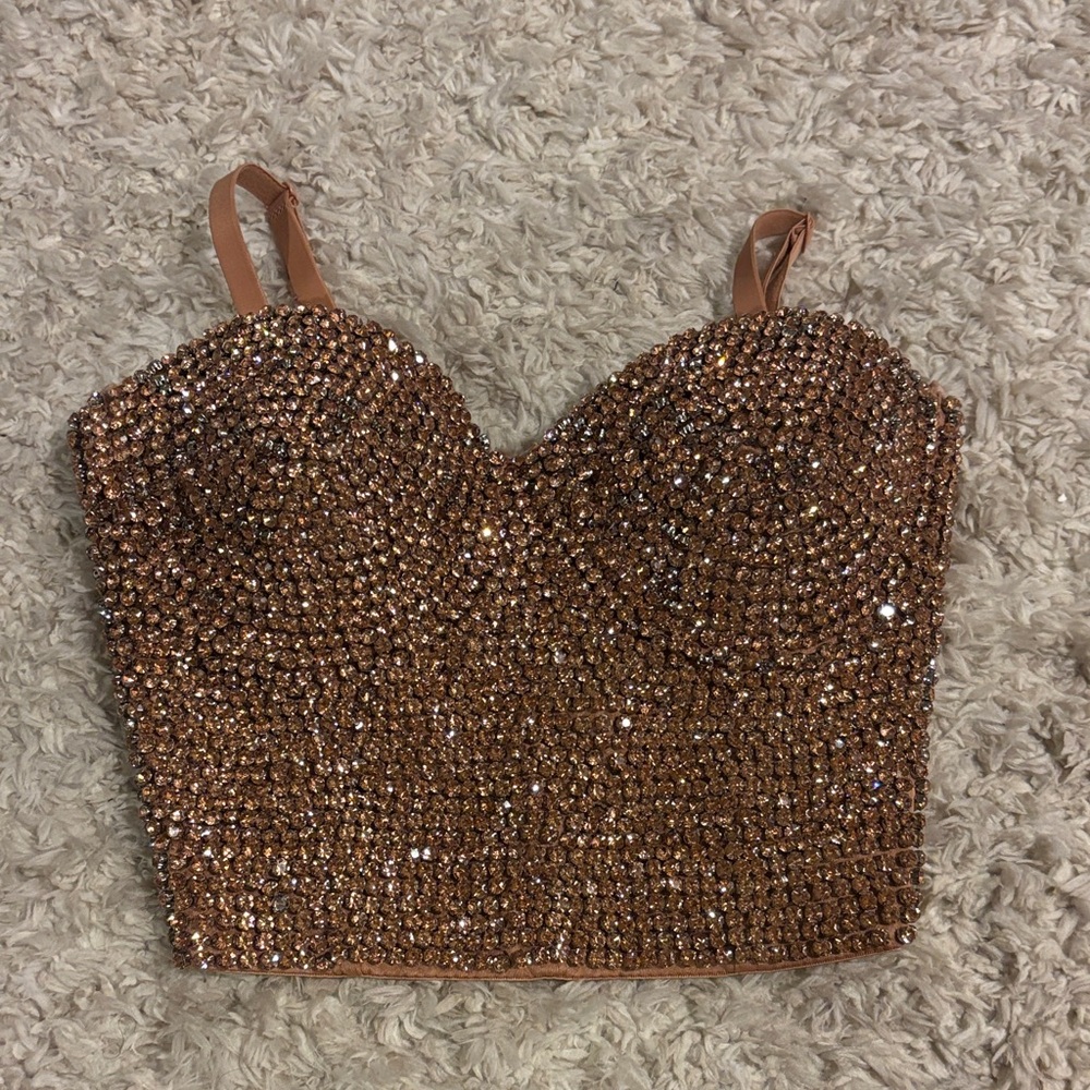 Windsor Bronze Sequin Embellished Crop Top